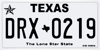 TX license plate DRX0219