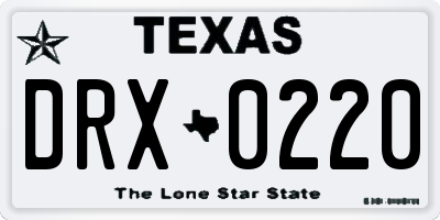 TX license plate DRX0220