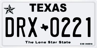 TX license plate DRX0221