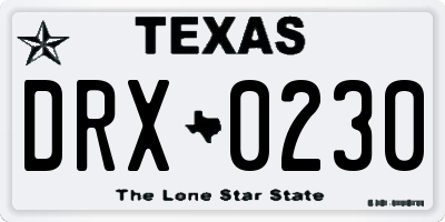 TX license plate DRX0230
