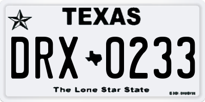 TX license plate DRX0233