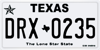 TX license plate DRX0235