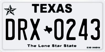 TX license plate DRX0243