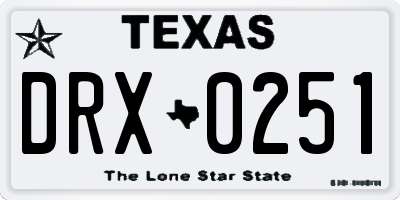 TX license plate DRX0251