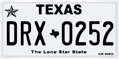 TX license plate DRX0252