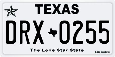 TX license plate DRX0255