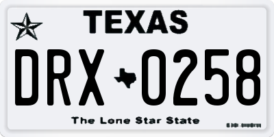 TX license plate DRX0258