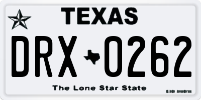 TX license plate DRX0262