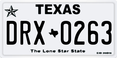 TX license plate DRX0263