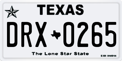 TX license plate DRX0265