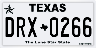 TX license plate DRX0266
