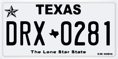 TX license plate DRX0281