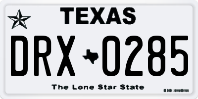 TX license plate DRX0285
