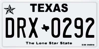 TX license plate DRX0292