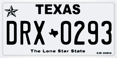 TX license plate DRX0293