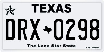 TX license plate DRX0298
