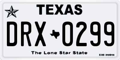 TX license plate DRX0299