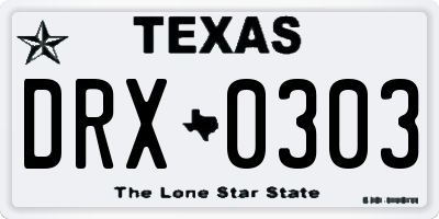 TX license plate DRX0303