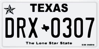 TX license plate DRX0307