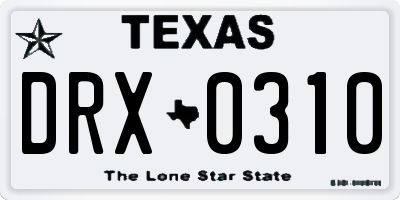 TX license plate DRX0310