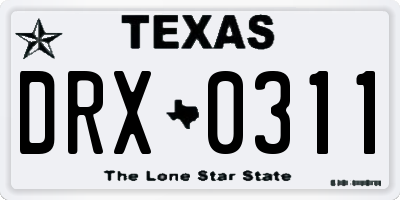 TX license plate DRX0311