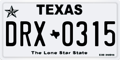 TX license plate DRX0315