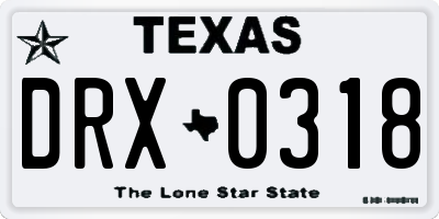 TX license plate DRX0318