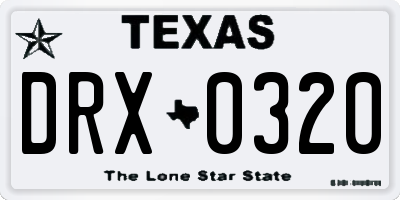 TX license plate DRX0320
