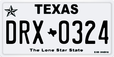 TX license plate DRX0324