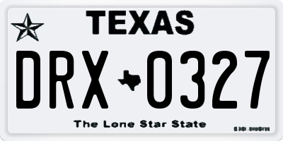 TX license plate DRX0327