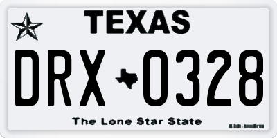 TX license plate DRX0328