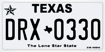 TX license plate DRX0330