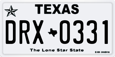 TX license plate DRX0331