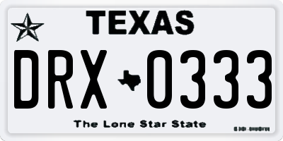 TX license plate DRX0333