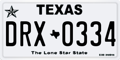 TX license plate DRX0334
