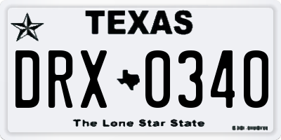 TX license plate DRX0340