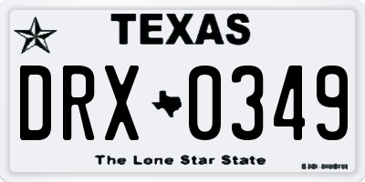 TX license plate DRX0349