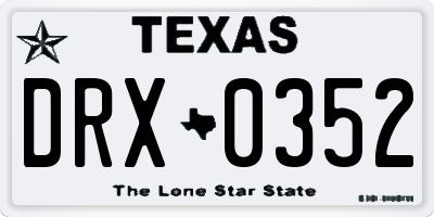 TX license plate DRX0352