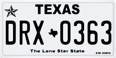 TX license plate DRX0363