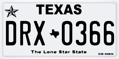 TX license plate DRX0366