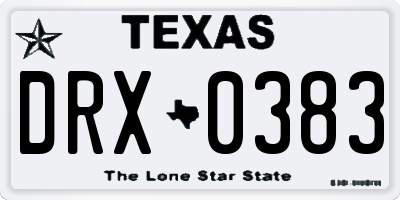 TX license plate DRX0383