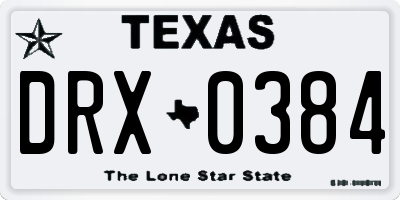 TX license plate DRX0384