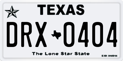 TX license plate DRX0404