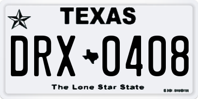 TX license plate DRX0408
