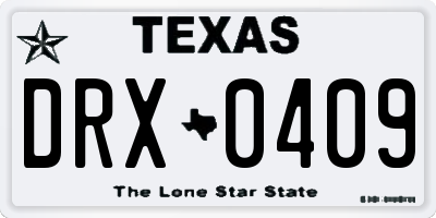 TX license plate DRX0409