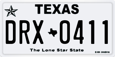 TX license plate DRX0411