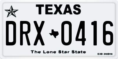 TX license plate DRX0416