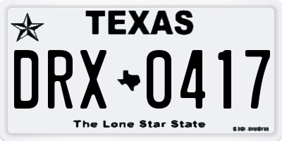 TX license plate DRX0417