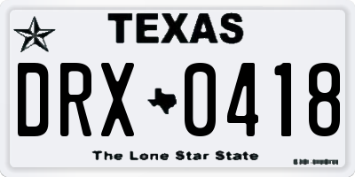 TX license plate DRX0418