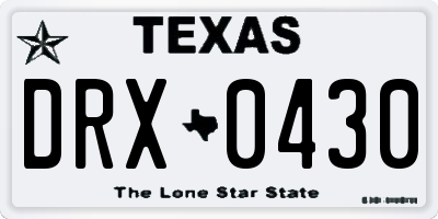 TX license plate DRX0430